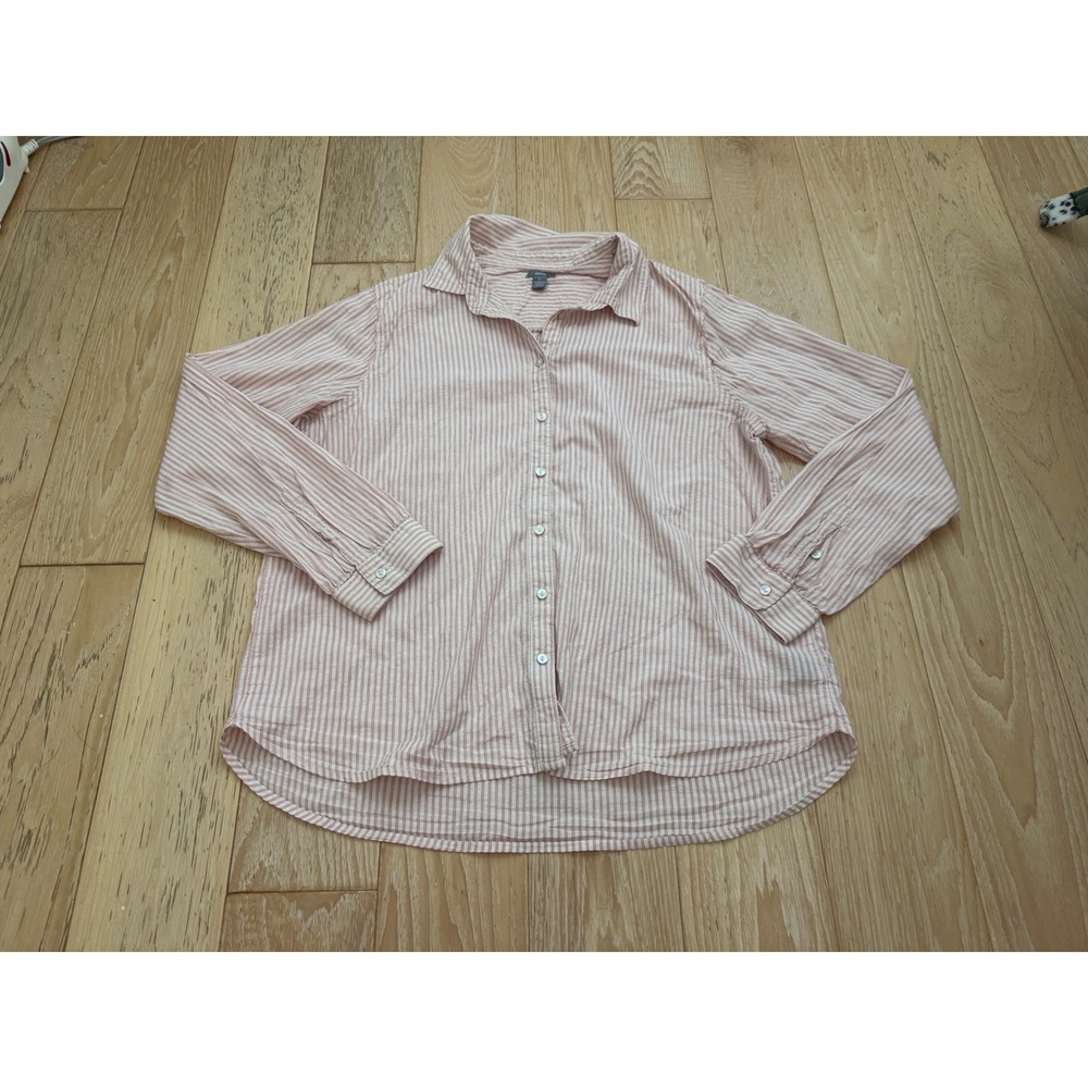 AERIE Women Striped Button Down Shirt Size Large Coastal Preppy Nautical